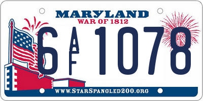MD license plate 6AF1078