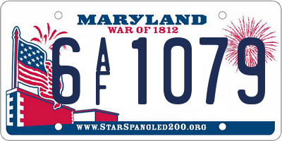 MD license plate 6AF1079