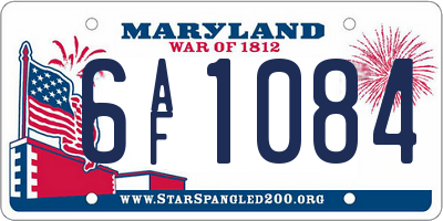 MD license plate 6AF1084