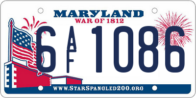 MD license plate 6AF1086