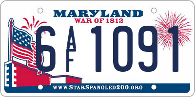 MD license plate 6AF1091