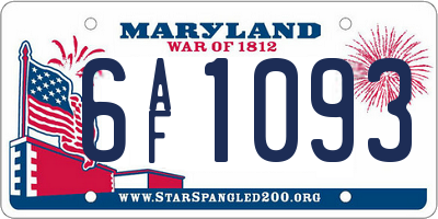 MD license plate 6AF1093