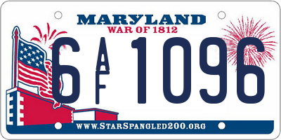 MD license plate 6AF1096