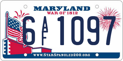 MD license plate 6AF1097
