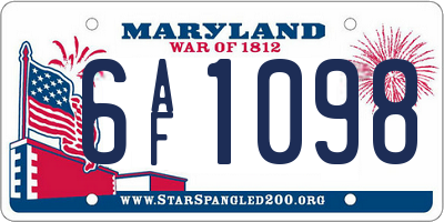 MD license plate 6AF1098