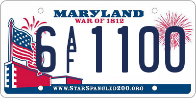 MD license plate 6AF1100