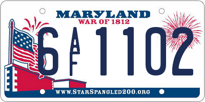 MD license plate 6AF1102