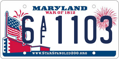 MD license plate 6AF1103