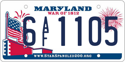 MD license plate 6AF1105