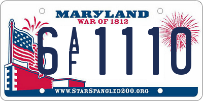 MD license plate 6AF1110
