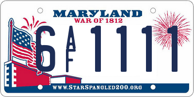 MD license plate 6AF1111