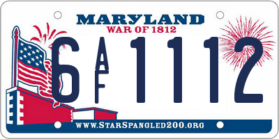 MD license plate 6AF1112