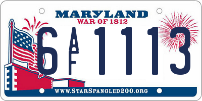 MD license plate 6AF1113