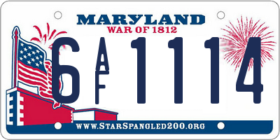 MD license plate 6AF1114