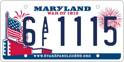 MD license plate 6AF1115
