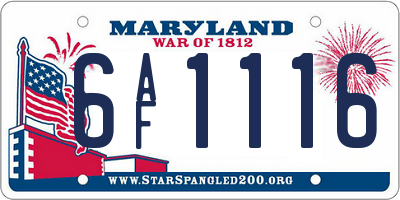MD license plate 6AF1116
