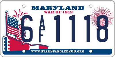 MD license plate 6AF1118