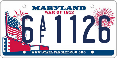 MD license plate 6AF1126