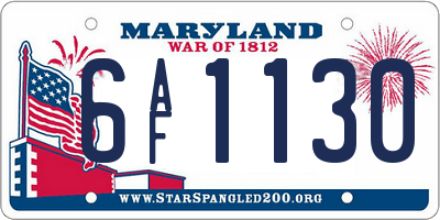 MD license plate 6AF1130
