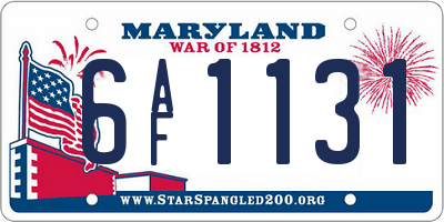 MD license plate 6AF1131