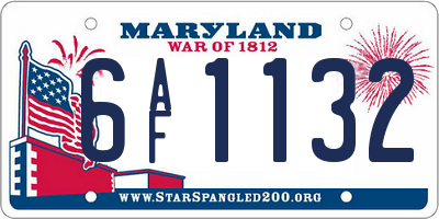 MD license plate 6AF1132