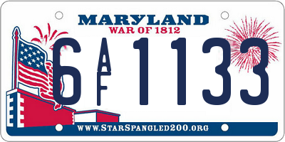 MD license plate 6AF1133