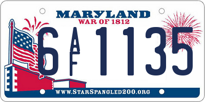 MD license plate 6AF1135