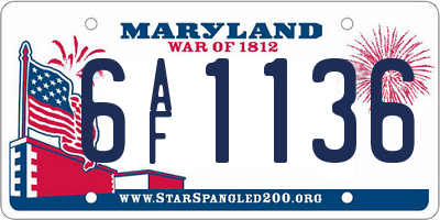 MD license plate 6AF1136