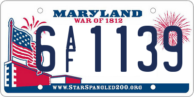 MD license plate 6AF1139