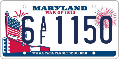 MD license plate 6AF1150