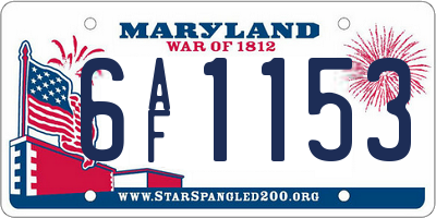 MD license plate 6AF1153