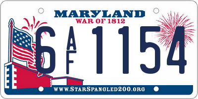 MD license plate 6AF1154
