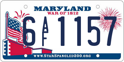 MD license plate 6AF1157