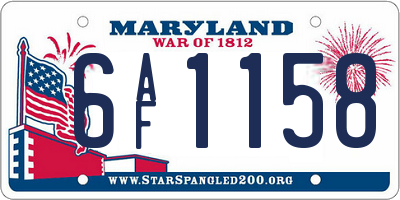 MD license plate 6AF1158