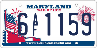 MD license plate 6AF1159