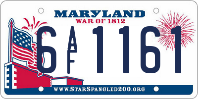 MD license plate 6AF1161