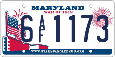 MD license plate 6AF1173