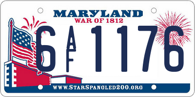 MD license plate 6AF1176