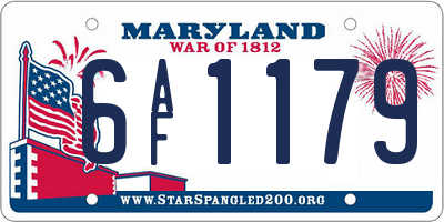 MD license plate 6AF1179