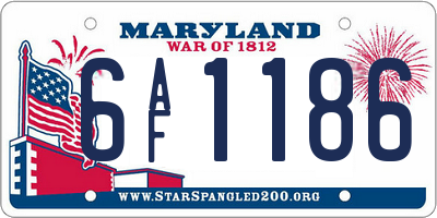 MD license plate 6AF1186