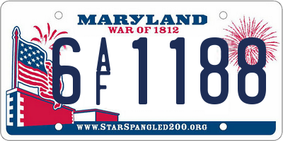MD license plate 6AF1188