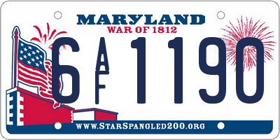 MD license plate 6AF1190