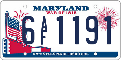 MD license plate 6AF1191
