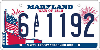 MD license plate 6AF1192