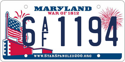 MD license plate 6AF1194