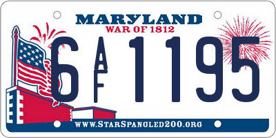 MD license plate 6AF1195