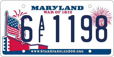 MD license plate 6AF1198