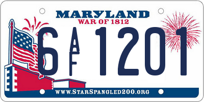 MD license plate 6AF1201