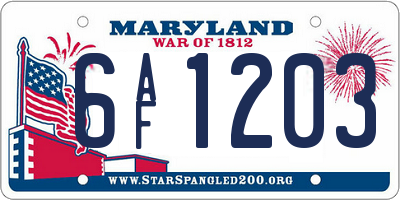 MD license plate 6AF1203