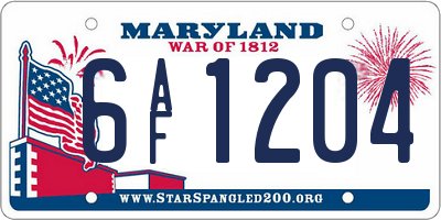 MD license plate 6AF1204